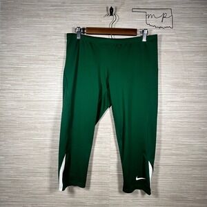 Nike Dri Fit Women Green Athletic Capris Cropped Leggings Activewear XL